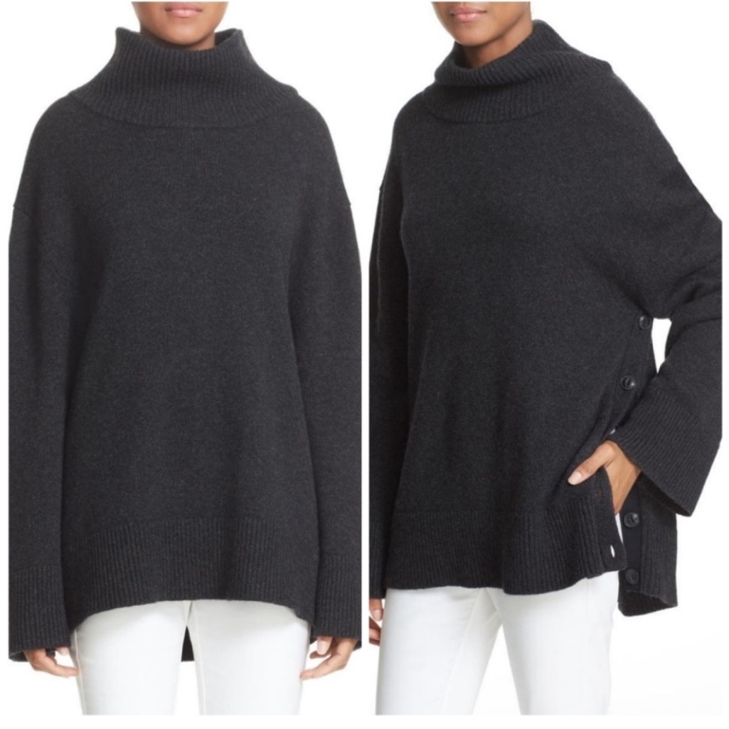 Rag & Bone Phyllis Wool Cashmere Turtleneck Sweater Charcoal Gray Size Large